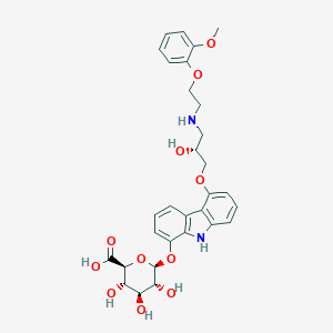 molecular formula C30H34N2O11 B144855 8-Hydroxycarvedilol O-glucuronide CAS No. 136657-39-1