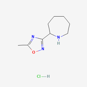 molecular formula C9H16ClN3O B1448558 2-(5-Methyl-1,2,4-oxadiazol-3-yl)azepane hydrochloride CAS No. 1461713-65-4
