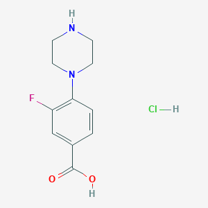 molecular formula C11H14ClFN2O2 B1448562 3-氟-4-(哌嗪-1-基)苯甲酸盐酸盐 CAS No. 1820639-99-3
