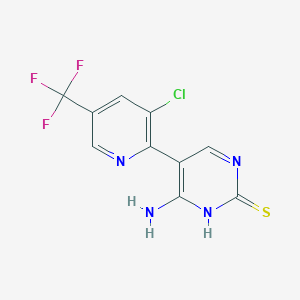 molecular formula C10H6ClF3N4S B1448564 4-氨基-5-(3-氯-5-(三氟甲基)吡啶-2-基)嘧啶-2-硫醇 CAS No. 1823183-35-2