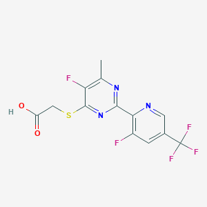 molecular formula C13H8F5N3O2S B1448567 2-((5-Fluoro-2-(3-fluoro-5-(trifluoromethyl)pyridin-2-yl)-6-methylpyrimidin-4-yl)thio)acetic acid CAS No. 1823183-52-3