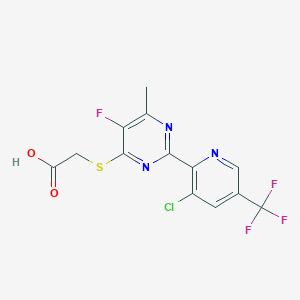 molecular formula C13H8ClF4N3O2S B1448568 2-((2-(3-Chloro-5-(trifluoromethyl)pyridin-2-yl)-5-fluoro-6-methylpyrimidin-4-yl)thio)acetic acid CAS No. 1823183-14-7