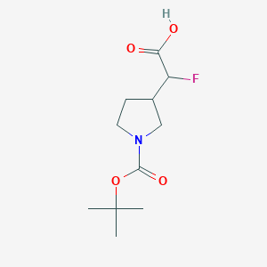 molecular formula C11H18FNO4 B1448573 2-{1-[(Tert-butoxy)carbonyl]pyrrolidin-3-yl}-2-fluoroacetic acid CAS No. 1781164-79-1