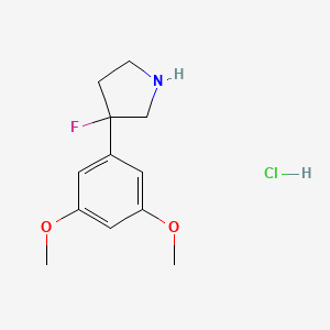 molecular formula C12H17ClFNO2 B1448588 3-(3,5-Dimethoxyphenyl)-3-fluoropyrrolidine hydrochloride CAS No. 1803604-39-8