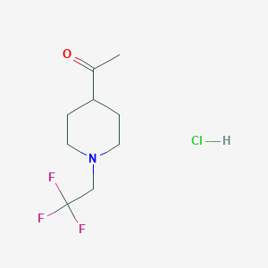 molecular formula C9H15ClF3NO B1448603 1-[1-(2,2,2-Trifluoroethyl)piperidin-4-yl]ethan-1-one hydrochloride CAS No. 1803596-34-0