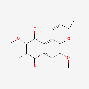 molecular formula C18H18O5 B14486051 5,9-Dimethoxy-3,3,8-trimethyl-3H-naphtho[2,1-b]pyran-7,10-dione CAS No. 66267-78-5