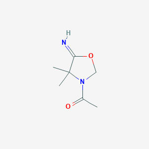 molecular formula C7H12N2O2 B144861 1-(5-Imino-4,4-dimethyl-1,3-oxazolidin-3-yl)ethanone CAS No. 126118-46-5