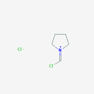 molecular formula C5H9Cl2N B14486140 1-(Chloromethylidene)pyrrolidin-1-ium chloride CAS No. 65044-66-8