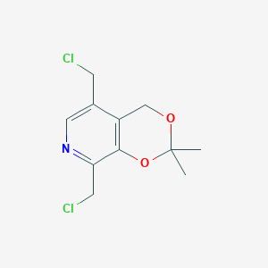 molecular formula C11H13Cl2NO2 B14486142 5,8-Bis(chloromethyl)-2,2-dimethyl-2H,4H-[1,3]dioxino[4,5-c]pyridine CAS No. 64472-29-3