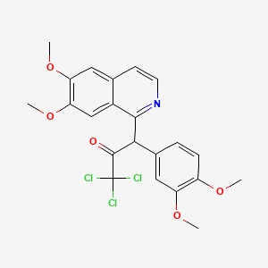 molecular formula C22H20Cl3NO5 B14486196 3-(6,7-Dimethoxy-1-isoquinolinyl)-3-(3,4-dimethoxyphenyl)-1,1,1-trichloro-2-propanone CAS No. 66170-04-5