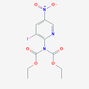 molecular formula C11H12IN3O6 B1448649 ethyl N-(ethoxycarbonyl)-N-(3-iodo-5-nitropyridin-2-yl)carbamate CAS No. 1971131-38-0
