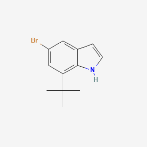 molecular formula C12H14BrN B1448661 1H-吲哚，5-溴-7-(1,1-二甲基乙基)- CAS No. 1219832-07-1