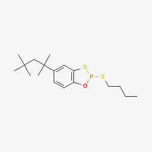 molecular formula C18H29OPS2 B14487026 2-(Butylsulfanyl)-5-(2,4,4-trimethylpentan-2-yl)-2H-1,3,2-benzoxathiaphosphole CAS No. 65780-43-0