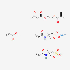 molecular formula C28H45N2NaO15S2 B14487040 Sodium;methyl prop-2-enoate;2-methyl-2-(prop-2-enoylamino)propane-1-sulfonate;2-methyl-2-(prop-2-enoylamino)propane-1-sulfonic acid;2-(2-methylprop-2-enoyloxy)ethyl 3-oxobutanoate CAS No. 65665-47-6