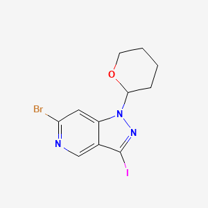 molecular formula C11H11BrIN3O B1448710 6-Bromo-3-iodo-1-(tetrahydro-2H-pyran-2-yl)-1H-pyrazolo[4,3-c]pyridine CAS No. 1416712-84-9