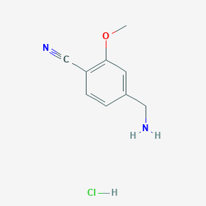 molecular formula C9H11ClN2O B1448720 4-(Aminomethyl)-2-methoxybenzonitrile hydrochloride CAS No. 182292-00-8