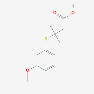 molecular formula C12H16O3S B14487238 3-[(3-Methoxyphenyl)sulfanyl]-3-methylbutanoic acid CAS No. 64793-83-5