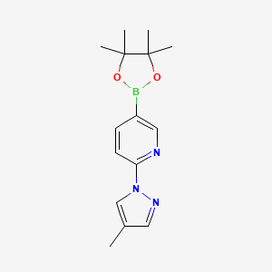 molecular formula C15H20BN3O2 B1448804 2-(4-甲基-1H-吡唑-1-基)-5-(4,4,5,5-四甲基-1,3,2-二氧杂硼环丁烷-2-基)吡啶 CAS No. 1356340-03-8
