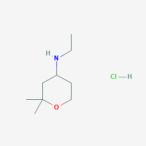 molecular formula C9H20ClNO B1448831 N-ethyl-2,2-dimethyloxan-4-amine hydrochloride CAS No. 1803589-79-8