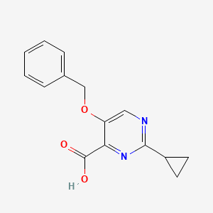 molecular formula C15H14N2O3 B1448849 5-(苄氧基)-2-环丙基嘧啶-4-羧酸 CAS No. 2091295-80-4