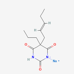 molecular formula C12H17N2NaO3 B14488957 5-(2-Pentenyl)-5-propylbarbituric acid, sodium salt CAS No. 64082-40-2