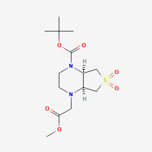 molecular formula C14H24N2O6S B1448901 叔丁基 (4aS,7aR)-4-(2-甲氧基-2-氧代乙基)六氢噻吩并[3,4-b]吡嗪-1(2H)-羧酸盐 6,6-二氧化物 CAS No. 2173052-31-6