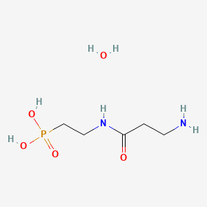 molecular formula C5H15N2O5P B14489029 2-(3-Aminopropanoylamino)ethylphosphonic acid;hydrate CAS No. 63934-24-7