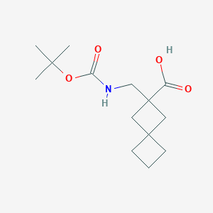 molecular formula C14H23NO4 B1448905 2-(((叔丁氧羰基)氨基)甲基)螺[3.3]庚烷-2-羧酸 CAS No. 2098119-97-0