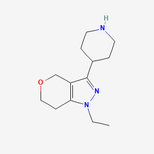 molecular formula C13H21N3O B1448908 1-Ethyl-3-(piperidin-4-yl)-1,4,6,7-tetrahydropyrano[4,3-c]pyrazole CAS No. 2098021-20-4