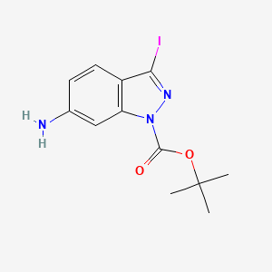 molecular formula C12H14IN3O2 B1448922 叔丁基6-氨基-3-碘-1H-吲唑-1-羧酸酯 CAS No. 1334405-43-4