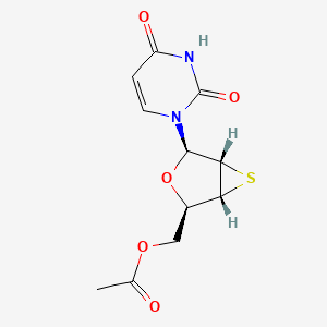 molecular formula C11H12N2O5S B14489246 [(1R,2R,4R,5S)-4-(2,4-dioxopyrimidin-1-yl)-3-oxa-6-thiabicyclo[3.1.0]hexan-2-yl]methyl acetate CAS No. 63244-60-0