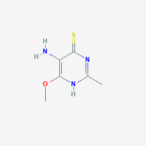 molecular formula C6H9N3OS B14489322 5-Amino-6-methoxy-2-methylpyrimidine-4(1H)-thione CAS No. 64621-21-2