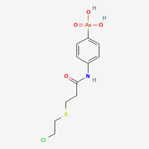 molecular formula C11H15AsClNO4S B14489337 (4-{3-[(2-Chloroethyl)sulfanyl]propanamido}phenyl)arsonic acid CAS No. 64157-88-6