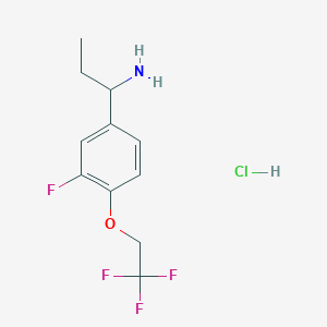 molecular formula C11H14ClF4NO B1448942 1-[3-氟-4-(2,2,2-三氟乙氧基)苯基]丙胺盐酸盐 CAS No. 2205415-14-9