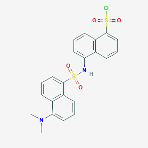 molecular formula C22H19ClN2O4S2 B14489439 5-{[5-(Dimethylamino)naphthalene-1-sulfonyl]amino}naphthalene-1-sulfonyl chloride CAS No. 64307-57-9