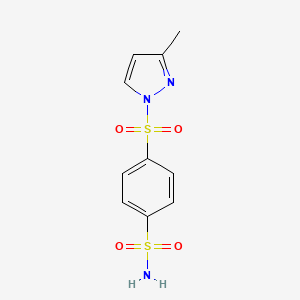 molecular formula C10H11N3O4S2 B14489510 4-(3-Methyl-1H-pyrazole-1-sulfonyl)benzene-1-sulfonamide CAS No. 64383-01-3