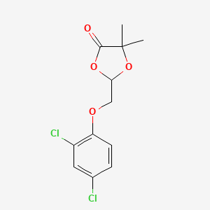 molecular formula C12H12Cl2O4 B14489711 2-[(2,4-Dichlorophenoxy)methyl]-5,5-dimethyl-1,3-dioxolan-4-one CAS No. 63397-76-2