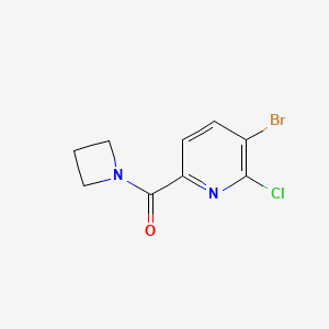 molecular formula C9H8BrClN2O B1448973 氮杂环丁-1-基-(5-溴-6-氯吡啶-2-基)甲苯酮 CAS No. 2166946-61-6