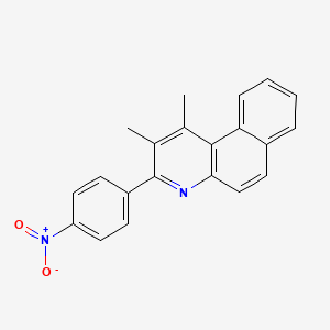 molecular formula C21H16N2O2 B14489742 1,2-Dimethyl-3-(4-nitrophenyl)benzo[F]quinoline CAS No. 63316-86-9