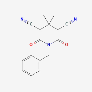 molecular formula C16H15N3O2 B14489864 1-Benzyl-4,4-dimethyl-2,6-dioxopiperidine-3,5-dicarbonitrile CAS No. 64729-45-9