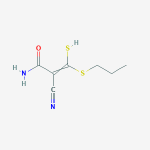 molecular formula C7H10N2OS2 B14490070 2-Propenamide, 2-cyano-3-mercapto-3-(propylthio)- CAS No. 65882-50-0