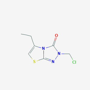 molecular formula C7H8ClN3OS B14490158 2-(Chloromethyl)-5-ethyl[1,3]thiazolo[2,3-c][1,2,4]triazol-3(2H)-one CAS No. 64028-46-2