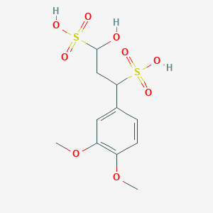 molecular formula C11H16O9S2 B14490275 1-(3,4-Dimethoxyphenyl)-3-hydroxypropane-1,3-disulfonic acid CAS No. 65401-76-5