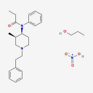 molecular formula C26H39N3O5 B14490292 cis-(+)-N-(3-Methyl-1-(2-phenylethyl)-4-piperidyl)-N-phenylpropanamide and propanol nitrate CAS No. 63916-03-0