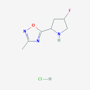 molecular formula C7H11ClFN3O B1449071 5-(4-氟吡咯烷-2-基)-3-甲基-1,2,4-恶二唑盐酸盐 CAS No. 2034573-81-2