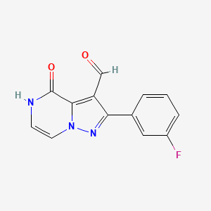 molecular formula C13H8FN3O2 B1449096 2-(3-Fluorophenyl)-4-oxo-4,5-dihydropyrazolo[1,5-a]pyrazine-3-carbaldehyde CAS No. 1638612-41-5