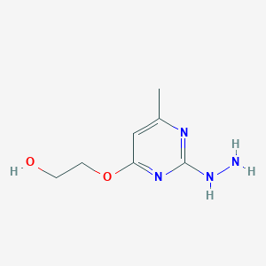 molecular formula C7H12N4O2 B1449230 2-[(2-肼基-6-甲基嘧啶-4-基)氧基]乙醇 CAS No. 1514971-37-9