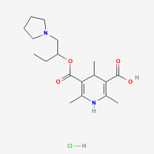 molecular formula C18H29ClN2O4 B14492380 3,5-Pyridinedicarboxylic acid, 1,4-dihydro-2,4,6-trimethyl-, ethyl 2-(1-pyrrolidinyl)ethyl ester, hydrochloride CAS No. 65238-77-9