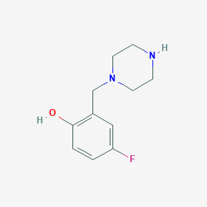 molecular formula C11H15FN2O B1449249 4-Fluoro-2-(piperazin-1-ylmethyl)phenol CAS No. 1368111-80-1