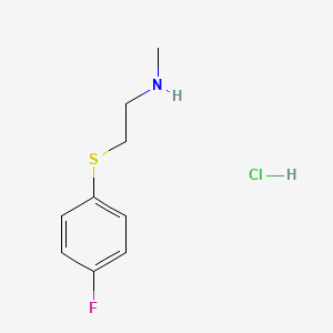 molecular formula C9H13ClFNS B1449277 2-((4-氟苯基)硫代)-N-甲基乙胺盐酸盐 CAS No. 1864015-54-2